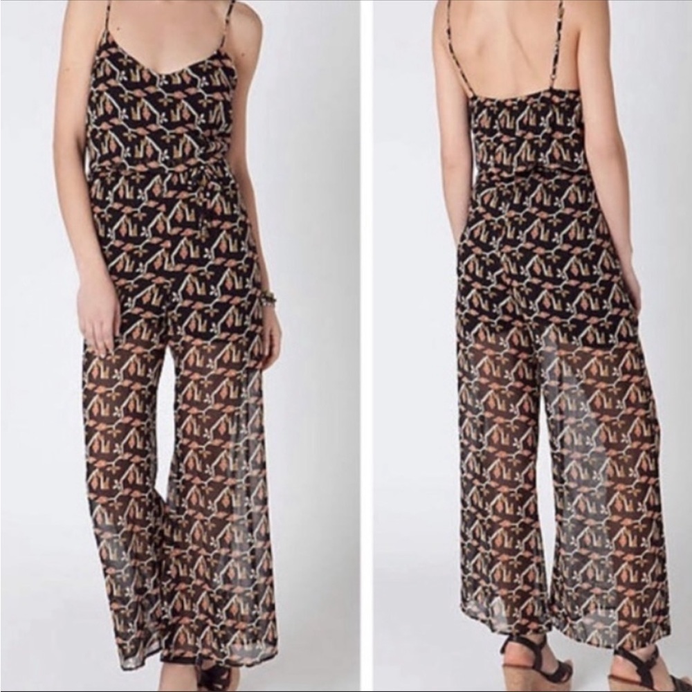 Anthropologie Dolan Black Silk Pant Jumpsuit Women’s Size Small